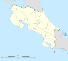 Mapa konturowa Kostaryki, na dole po prawej znajduje się punkt z opisem „PJM”