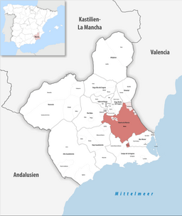 Kommunens läge i provinsen Murcia