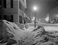 Woodstock, snowy night