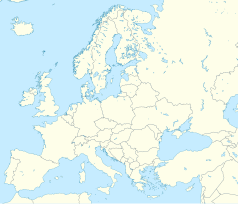 Mapa konturowa Europy, blisko centrum na lewo znajduje się punkt z opisem „Oberhof”