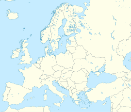 Mapa konturowa Europy, blisko centrum na dole znajduje się punkt z opisem „Zakopane”