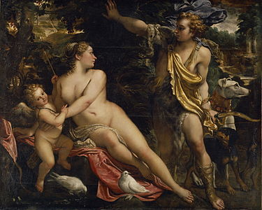 Venus, Adonis og Cupid (ca. 1595) av Annibale Carracci