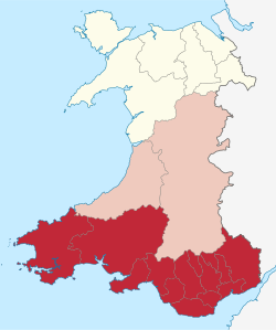 Zones principales du pays de Galles méridional