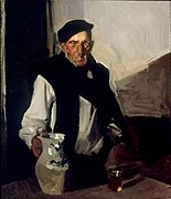 Joaquín Sorolla y Bastida "Bebedor vasco" (un estudio de la serie realizada en Zarauz, Guipúzcoa, en 1910). Museo de Málaga.