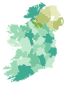 Clipped Irish Counties Map with Lakes