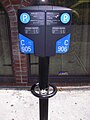 Car parking meter with integrated bicycle lock ring (Montreal, Canada)