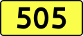 English: Sign of DW 505 with oficial font Drogowskaz and adequate dimensions.