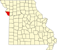 Map of Misuri highlighting Platte County