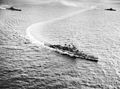 Operating with other capital ships of the British Eastern Fleet in the Indian Ocean area, 12 May 1944. HMS Valiant is in the right distance.