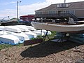 New Haven sharpie showing typical round stern and balanced rudder