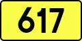 Sign of DW 617 with oficial font Drogowskaz and adequate dimensions.