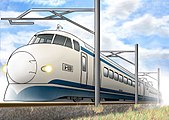 19. KW Künstlerische Darstellung des A-Zuges der Shinkansen-Baureihe 1000 (2008).