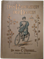 Carl Fressel, Das Radfahren der Damen, mit Radfahrerin in zeitgemäßer Kleidung, Erstausgabe 1897