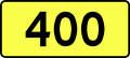 English: Sign of DW 400 with oficial font Drogowskaz and adequate dimensions.