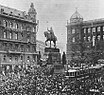 Manifestation am St.-Wenzels-Denkmal in Prag anlässlich der Proklamation der Tschechoslowakischen Republik am 28. Oktober 1918