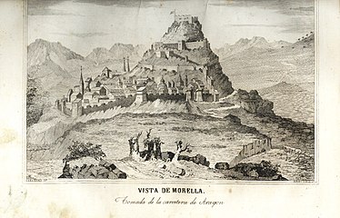 Vista de Morella als voltants de 1845