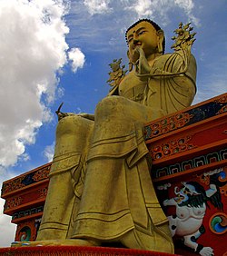 آیین بودایی is an integral part of Ladakh's culture. Shown here is a statue of Buddha in a monastery in Likir