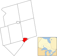 Location of Orangeville within Dufferin County