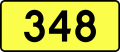 English: Sign of DW 348 with oficial font Drogowskaz and adequate dimensions.