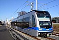 Ein Zug der blauen Linie der Stadt­bahn Char­lot­te (Lynx Light Rail) in Char­lotte