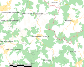 Mapa obce Saint-Romain-Lachalm