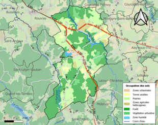 Carte en couleurs présentant l'occupation des sols.