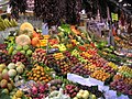 Fruit display at Mercat de La Boqueria in La Rambla, Barcelona