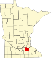 Map of Minnesota highlighting Rice County