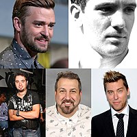 From top to bottom, left to right: Justin Timberlake, JC Chasez, Chris Kirkpatrick, Joey Fatone, and Lance Bass