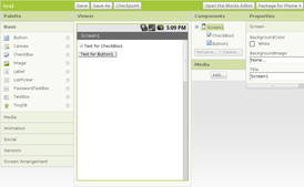 Скриншот программы App Inventor