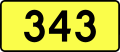 English: Sign of DW 343 with oficial font Drogowskaz and adequate dimensions.