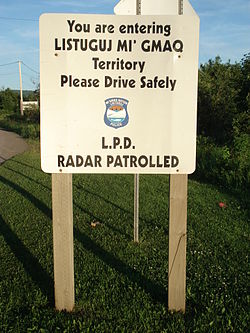 Entrance of Listuguj Miꞌgmaq First Nation