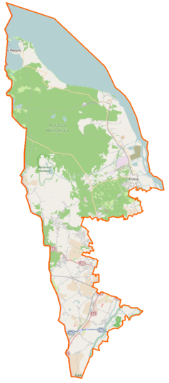 Mapa konturowa powiatu polickiego, blisko dolnej krawiędzi znajduje się punkt z opisem „Pargowo”