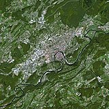 Vue satellite de Besançon (image SPOT).