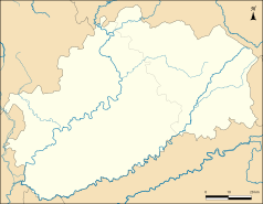 Mapa konturowa Górnej Saony, po prawej nieco u góry znajduje się punkt z opisem „Ternuay-Melay-et-Saint-Hilaire”