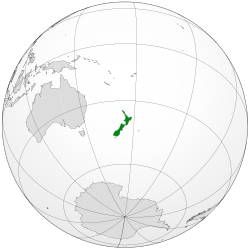 The hemisphere centred on New Zealand