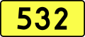 English: Sign of DW 532 with oficial font Drogowskaz and adequate dimensions.