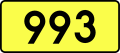 English: Sign of DW 993 with oficial font Drogowskaz and adequate dimensions.