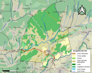 Carte en couleurs présentant l'occupation des sols.