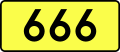 Sign of DW 666 with oficial font Drogowskaz and adequate dimensions.