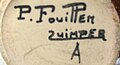 Pichet de Quimper par Maurice Fouillen, vers 1960, détail de signature