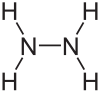 Skeletal formula of hydrazine with all explicit hydrogens added