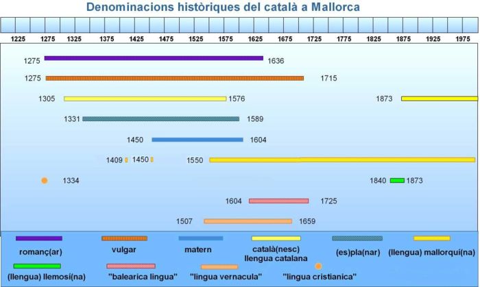 Noms històrics de la llengua a Mallorca