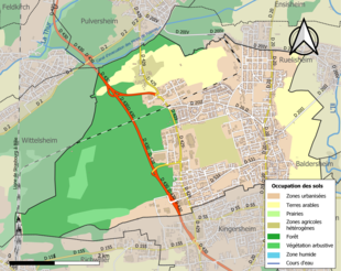 Carte en couleurs présentant l'occupation des sols.