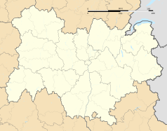 Mapa konturowa regionu Owernia-Rodan-Alpy, po lewej znajduje się punkt z opisem „Bourg-Lastic”