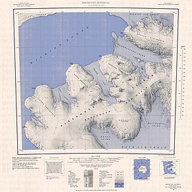 Topographie au 1:250,000 de la péninsule Beethoven montrant l'anse Verdi.