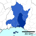 Karta metropolitanskega območja Himedži leta 2010