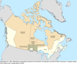 Map of the change to Canada on December 23, 1881