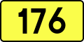 English: Sign of DW 176 with oficial font Drogowskaz and adequate dimensions.