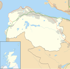 Mapa konturowa Inverclyde, po lewej nieco u góry znajduje się punkt z opisem „Inverkip”